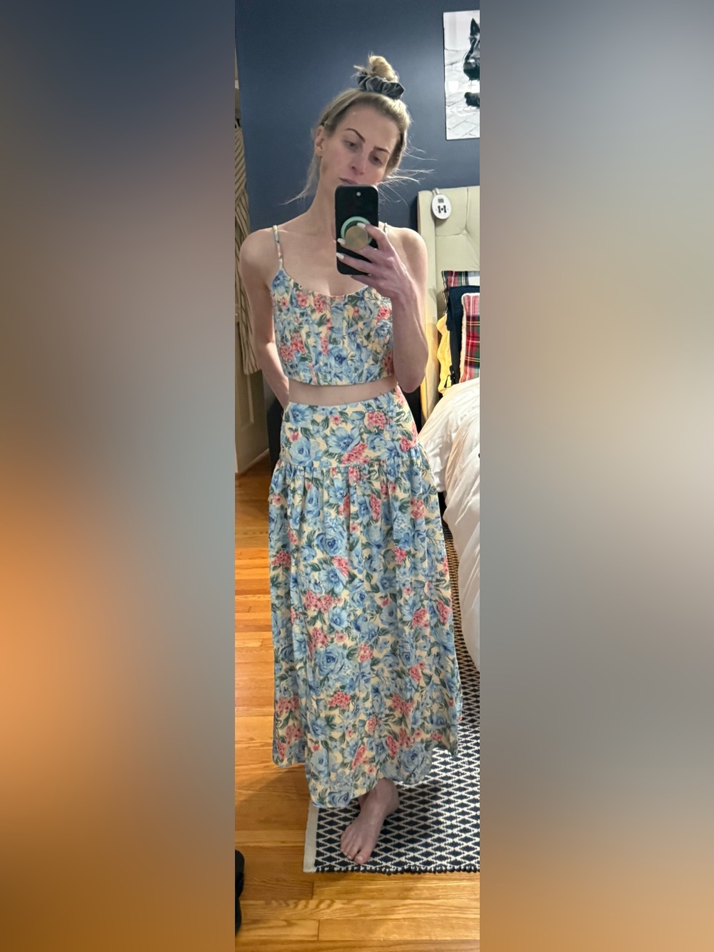 Tuckernuck MOON RIVER Blue Multi Maxi Skirt and Cropped Tank. Floral Skirt Set. - Picture 12 of 13